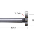 T Slot End Mill Cutter For Aluminum And Steel Beefy 16mm Diameter 6 Flutes Straight Shank Half Round Keyway 62mm Length