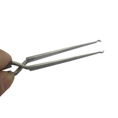 Pro Grade Lock Pinning And Rekeying Tweezers Set With Cross Locking Tips For Locksmiths stainless steel close-up