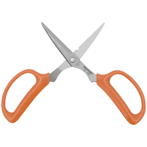 Smooth Snipping All Purpose Scissors 7 Inch 3 Pack Precision Ground Steel Blades Ergonomic Grips with orange handles.