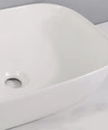 USZWBY Vessel Sinks Bathroom Simple Ceramic White Above Counter Wash Basin Rectangular Modern Art Bathroom Bowl Sink close-up angle.