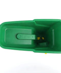 Top view of green All Purpose Handheld Grass Seed Spreader for Lawn Care that spreads grass seed, salt, and ice melt year round