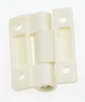 Two Pack Folding Door Hinge Set With Serious Damping And No Fuss Install Adjustable Stop Torque Buffer And Positioning For Cabinets Or Closets 72x56x19mm White Plastic Hinge Pre Drilled Countersunk Holes, front view