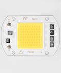 LED COB Chip Floodlight Bulb 20W 30W 50W 220V Input High close-up of COB chip with yellow light surface.