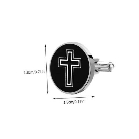 Cross Cufflinks For Men Titanium Steel Black Polished Decor Button Set For Tuxedo Dress Shirts Durable Formal And Casual Wear