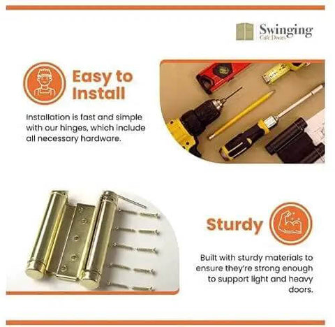 Tools and accessories for Heavy Duty Double Action Cafe Door Hinges 6 Inch For Saloon And Bar Swinging Doorways