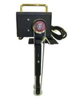 Industrial Grade Oil Belt Skimmer Featuring Eight Inch Heavy Duty Polymer Belt And Solid Steel Housing showing front view with handle and cord.