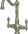 Heritage Brushed Nickel Kitchen Faucet With Classic Victorian Swivel Spout, Solid Brass Build, No-Drip Ceramic Disc.