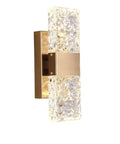EDFGVH Glass Lampshade Wall Lamps LED Light Source Sconces 11.4in Bedside Decorative(Gray) with clear glass and gold frame.