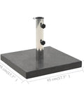 Granite Parasol Base For Square Shape Umbrellas Heavy Duty Patio Umbrella Stand with measurements displayed