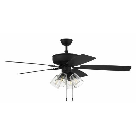 52 Inch Pro Plus Indoor Ceiling Fan With Clear Glass Light Kit In Espresso Finish, Reversible Blades, Dual Mount Design