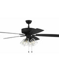 52 Inch Pro Plus Indoor Ceiling Fan With Clear Glass Light Kit In Espresso Finish, Reversible Espresso And Walnut Blades