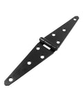 Beefy Black Heavy Duty Strap Hinge For Cabinets And Doors, 296mm Rotating Concealed Hinge shown in black metal with T-shaped design