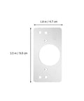 Stainless Steel Hinge Repair Plates Kit With Ten Thickened Metal Mending Brackets With Holes For Cabinets And Furniture Wardrobes And Home Use Easy Do It Yourself Installation illustrating bracket dimensions.