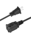 Two Prong Extension Cord With Two Outlets Three Foot Polarized Power Cable 125V 10A NEMA 1-15P To 1-15R Black