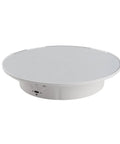Heavy Duty 360 Degree Electric Rotating Display Turntable With Adjustable Speed For Video And Photography Props, Holds Up To 8kg, white round base with controls.