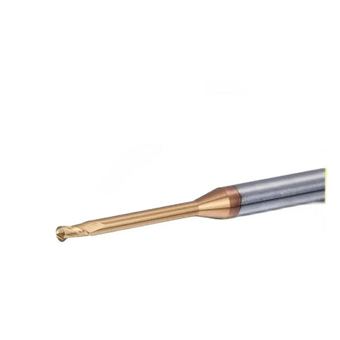 Premium HRC55 Carbide Ball End Mill 2 Flute With Extra Long Nose For CNC Finishing And Woodworking close-up view.