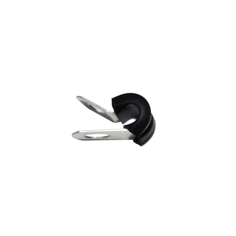 Badass Stainless Steel Brake Line Clip with Durable Neoprene Cushion for securing fuel lines and cables.