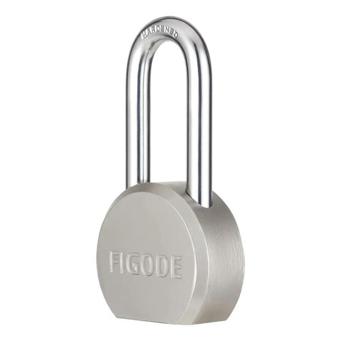 Beefy High Security Heavy Duty Solid Steel Keyed Alike Padlocks Chrome Plated With 2.2 Inch Hardened Steel Shackle close-up