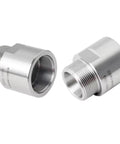 Two-piece silver metal spindle adapter sleeve pair with external threads for ER collets