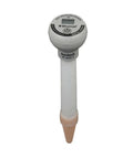 Front view of a plug and play moisture meter for plants with cap, easy to read soil water gauge for gardening, accurate digital soil moisture sensor.
