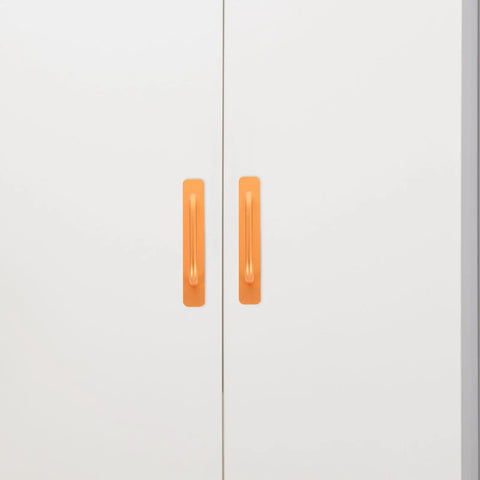 No Drill Aluminum Cabinet Door Pulls Gold Two Pack Vintage Drawer Handles 148mm on white cabinet