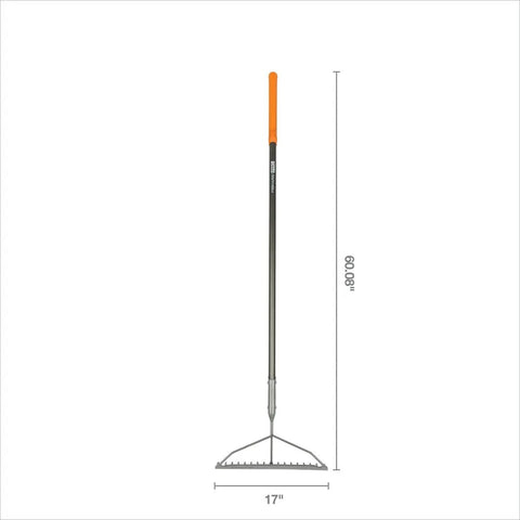 60 Inch Pro Garden Rake With Lightweight Aluminum Handle For Soil A Heavy Duty Gardening Tool With Welded Head and Hardened Tines