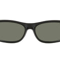 Front view of Predator Rectangular Sunglasses For Men Matte Black Full Rim Frames With Polarized Green Lenses 60 mm Wide Dope UV Protection