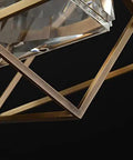 Close-up of Top Notch Square Crystal Ceiling Pendant Light With Heavy Duty All Copper Frame And Zero Hassle Rust Proof Finish.
