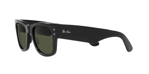 Unisex Mega Wayfarer Square Sunglasses Black Green Frame Not Polarized Medium 51mm 21mm Bridge side view angle