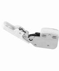 Heavy Duty Push To Open Cabinet Lock With Auto Release Spring For Kitchen Bedroom Cupboard Doors Easy Install Touch Catch Latch Rebound Door Catch No Handles Needed White Plastic, shown from side angle.