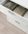 Open drawer with Bling Crystal Door And Drawer Pulls Knobs Set 6 Pack Modern European Style Square Rhinestone Handles, silver tone.
