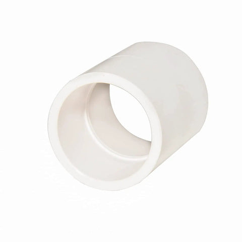 5 Pack One Point Five Inch PVC Pipe Coupling Adapters For Joining Two Pipes Of The Same Diameter Socket End Fittings, white