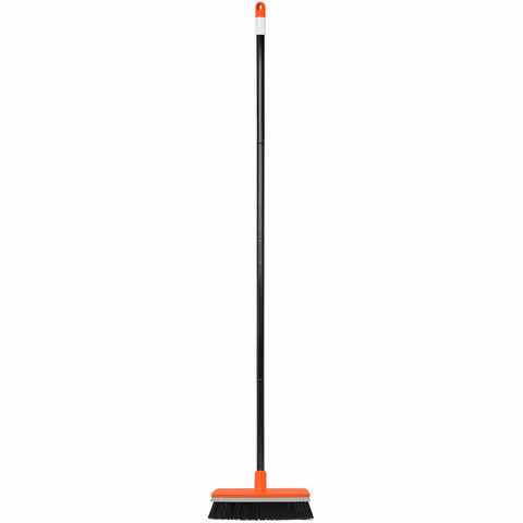 Front view of 55 Inch Long Handle Deck Brush With Stiff Bristles For Concrete Patios Garage Floors Outdoor Scrubber
