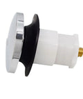No Sweat Replacement Bathtub Drain Stopper With 3 8 Inch Stem Polished Chrome Tip Toe Bath Plug side view with rubber seal