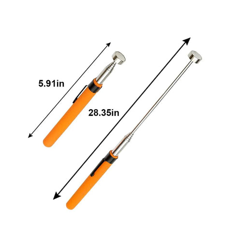 Telescoping magnetic pickup tool by Amazon; orange-handle, extends to 28.35in, retracts to 5.91in, 8lb pull.