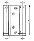 Technical drawing of Swing Door Hinge Double Cub Large 39 Steel Yellow Passivated Heavy Duty Hardware For Cabinets And Doors 40 to 45 mm Frame