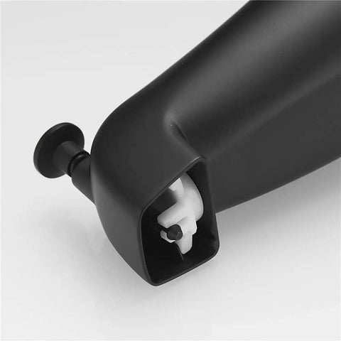Close-up of matte black tub spout with diverter for one half inch copper pipe, showing pull-up diverter mechanism.