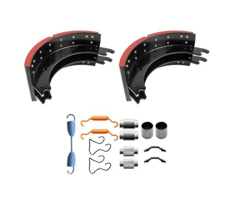 4 Pack Drum Brake Shoe Box Kit with 2 lined brake shoes and 1 brake repair kit replaces 4707Q Haldex GG4707QG for heavy duty trucks
