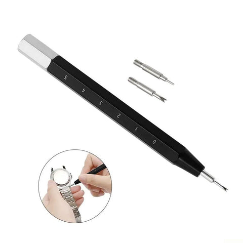 3 In 1 Watch Repair Tool Kit With Pin Pusher And Spring Bar Remover MM Scale Bracelet Sizer And Link Removal Kit displayed