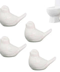 Super Clean White Bird Design Toilet Bolt Caps With Elegant Porcelain Screw Covers to conceal ugly hardware, set of four.