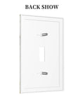 Back view of One Gang Light Switch Cover Plate White Gold Marble Wall Faceplate With Painted Screws Decorative Toggle Plate.