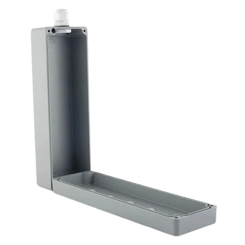 Push-button control station enclosure in gray aluminum with vertical and horizontal sections for 22mm button