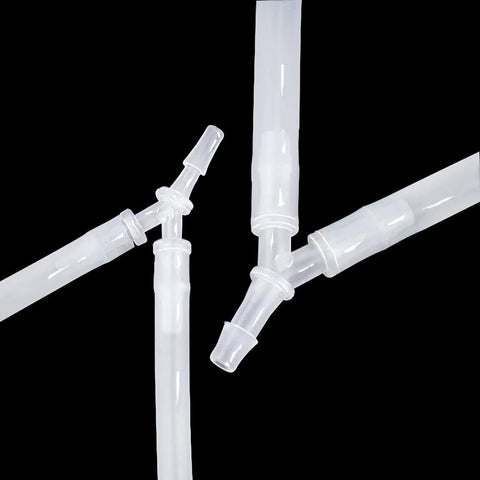 Clear plastic 1/2-inch hose barb Y-fitting, three-way tubing connector; pack of 4.