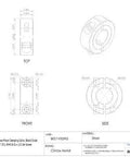 Diagram of Black Oxide Plated Steel Two Piece Clamping Collar, 1/2 In Bore, 1-1/8 In Outer Diameter, 8-32 Set Screw