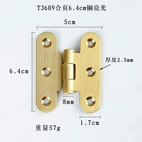 Copper Mini Flat Box Folding Butt Hinge detailed dimensions for DIY craft supplies projects