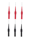 Six Pack Wire Piercing Probes For Multimeters in red and black, precision test leads with metal tips for quick nondestructive electrical testing.