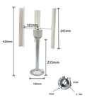 Vertical Axis Wind Turbine Kit With Three Phase Permanent Magnet Generator For Home DIY, dimensions displayed