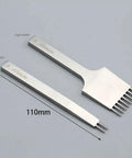 Leather Pricking Iron Chisel In French Style Die Steel Punch Tool 3.85mm For Leathercraft Pros, two and eight teeth shown, 110mm length