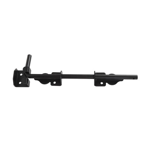 12 Inch Heavy Duty Carbon Steel Ground Drop Gate Latch With Rust Resistant Black Finish side view for double yard fence doors.