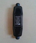 Inline GFCI Leak Protector Waterproof Outdoor Extension Cord Adapter with easy test switch, black weatherproof housing.
